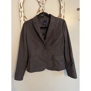 J.Crew Blazer‎ Jacket Coat 2 Button Gray Wool Pin Striped Women's Size 6